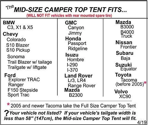 Mid-Size Truck Camper Tent