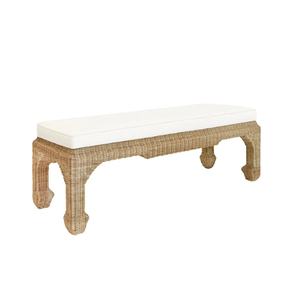 Ming Style Woven Rattan Bench