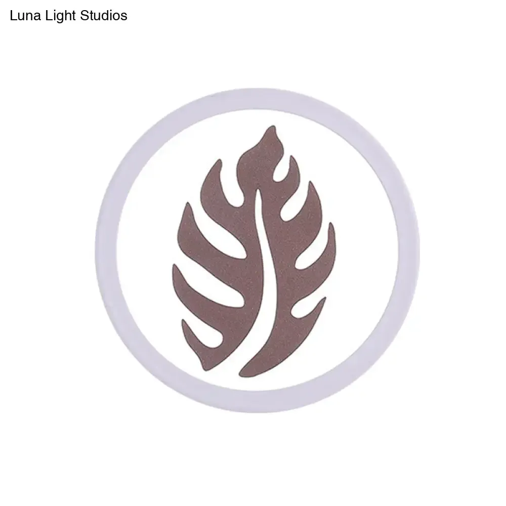 Modern White LED Wall Sconce with Sector/Leaf Pattern & Warm/White Light