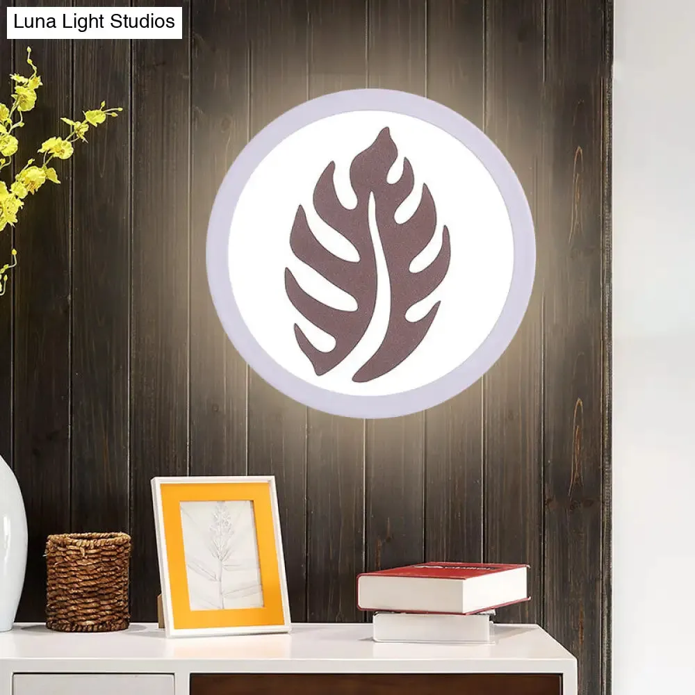 Modern White LED Wall Sconce with Sector/Leaf Pattern & Warm/White Light