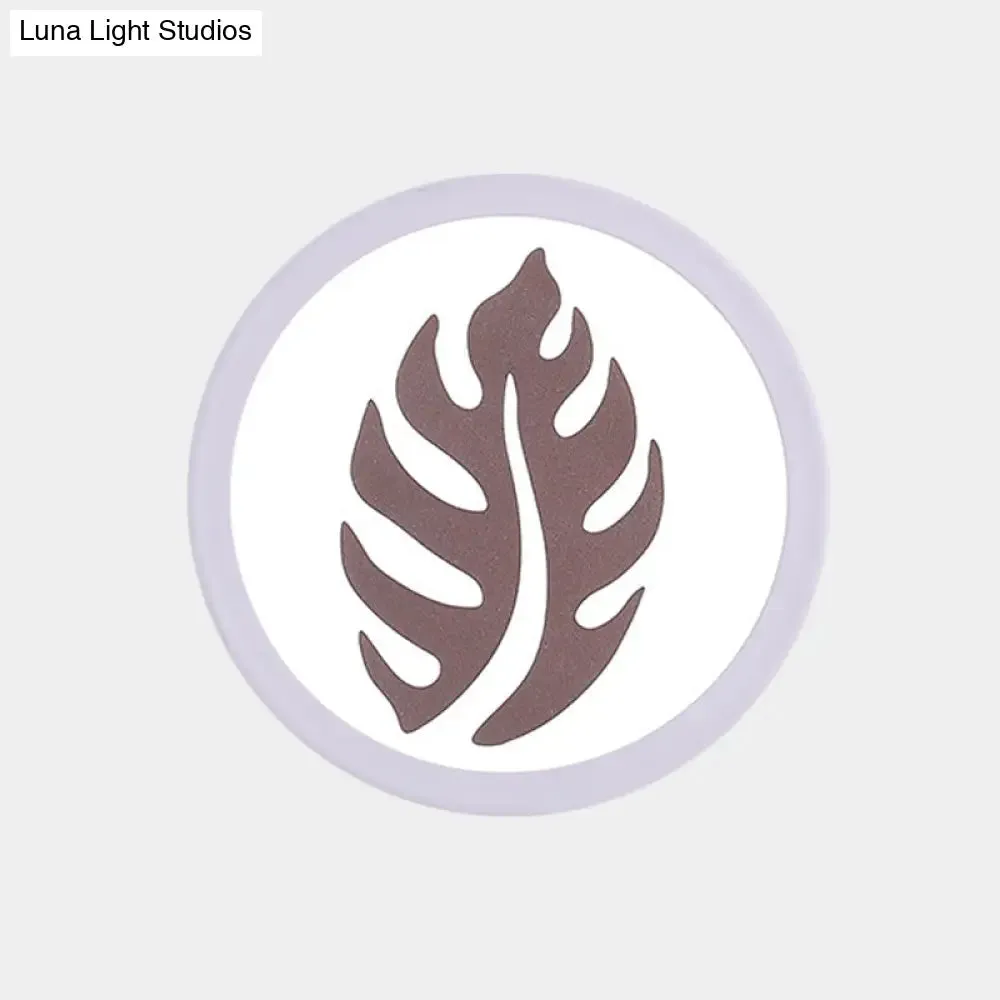 Modern White LED Wall Sconce with Sector/Leaf Pattern & Warm/White Light