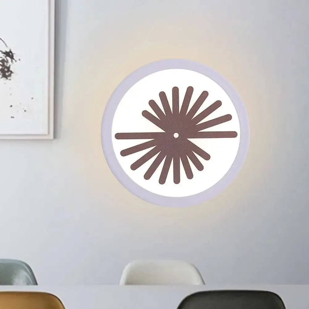 Modern White LED Wall Sconce with Sector/Leaf Pattern & Warm/White Light