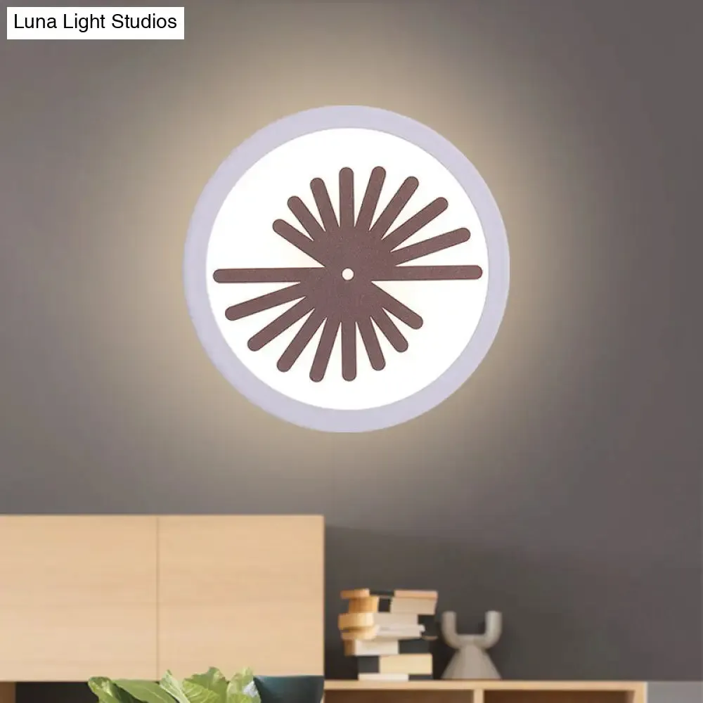 Modern White LED Wall Sconce with Sector/Leaf Pattern & Warm/White Light