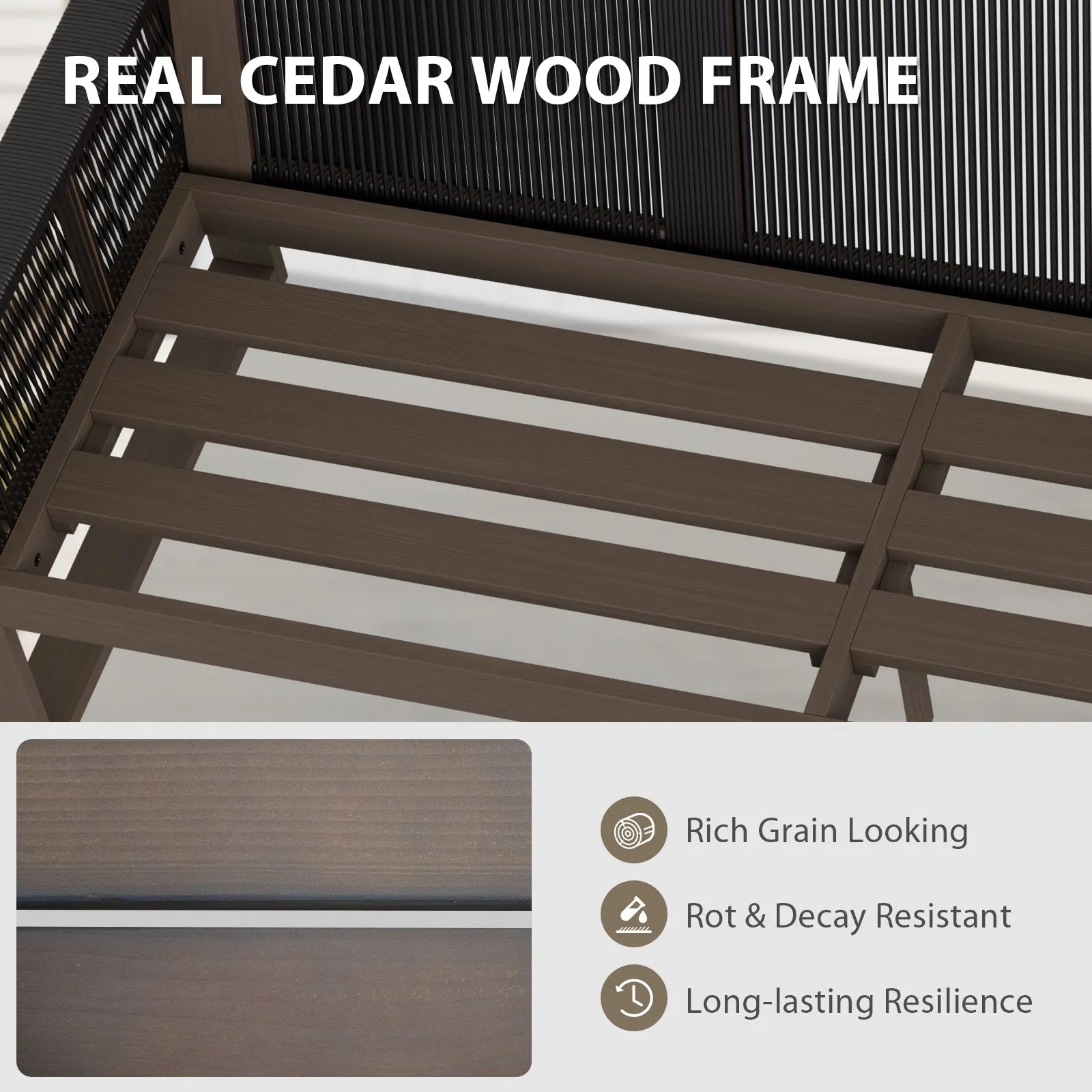 Natural Cedar Patio Furniture, 3 Seat Cedar Outdoor Sofa