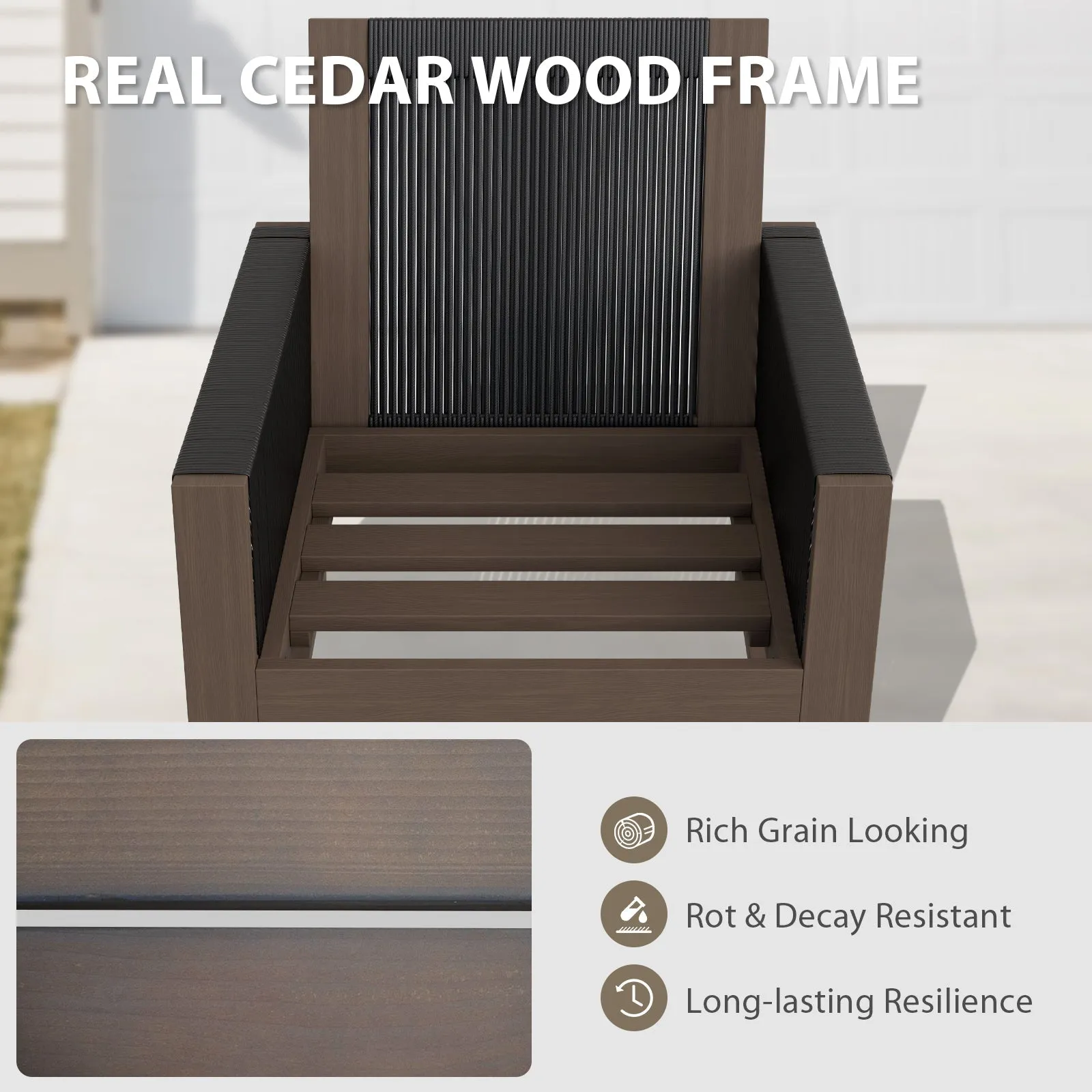 Natural Cedar Patio Furniture, Cedar Chair, 2 Piece