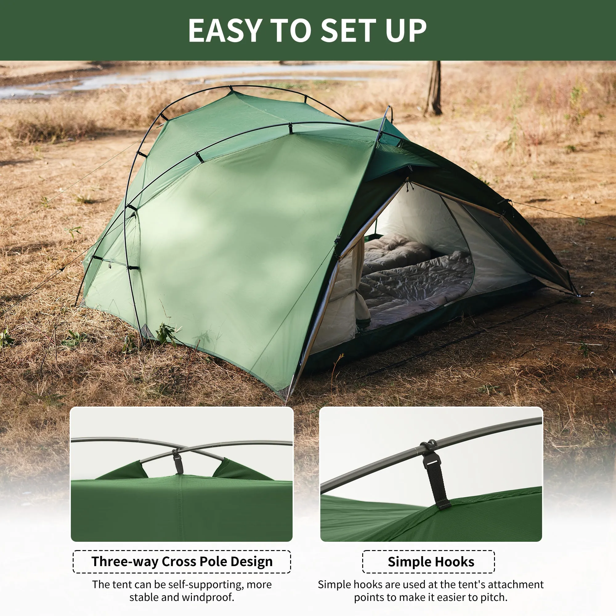 Naturehike Hillock6 One Bedroom One Hall Tent UPF50  Brown Color For 2 people