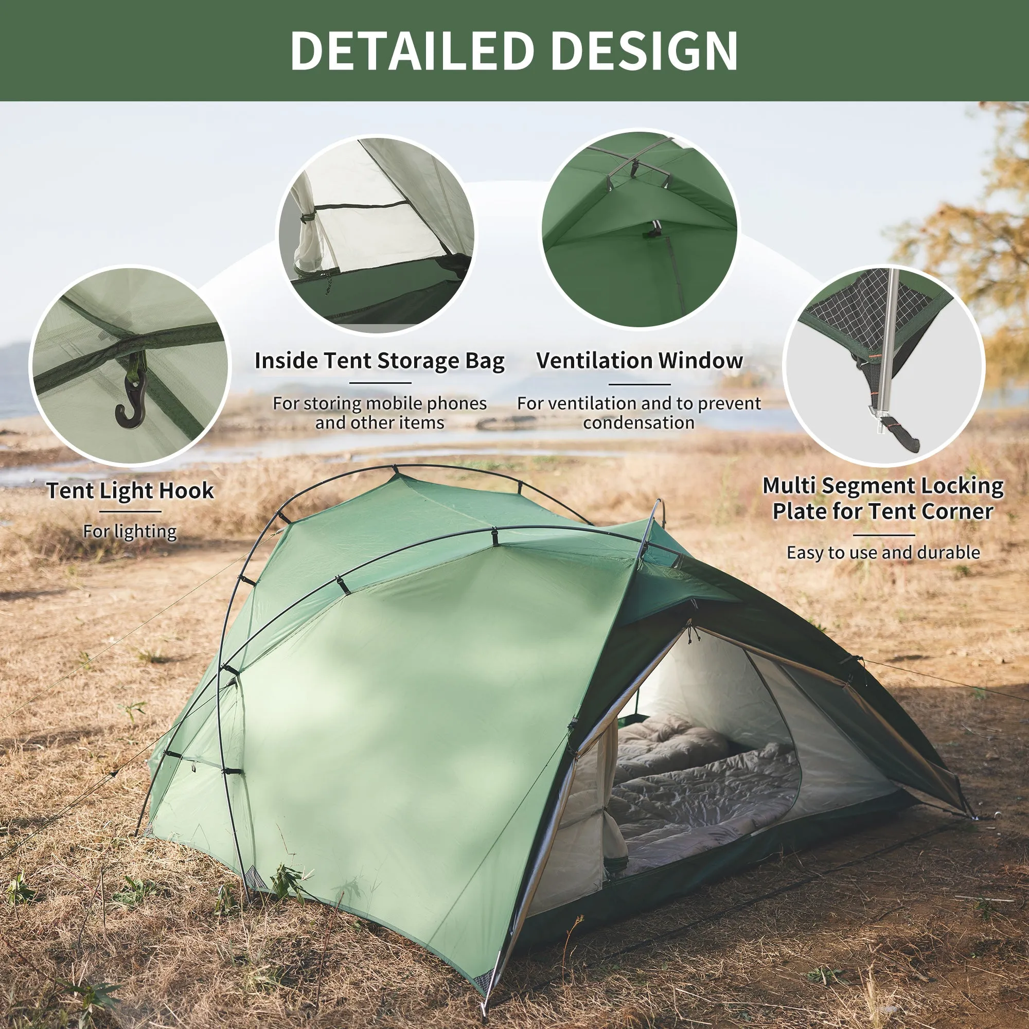 Naturehike Hillock6 One Bedroom One Hall Tent UPF50  Brown Color For 2 people