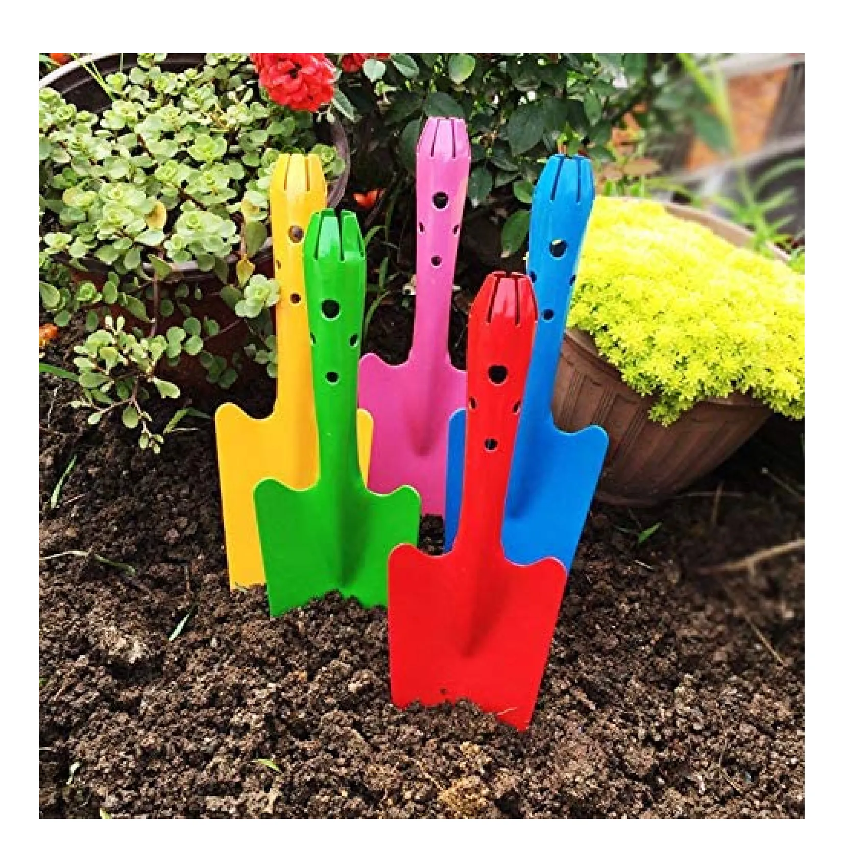Newflager Mini Colorful Metal Hand Shovel | Trowel Set Garden | Pack of 5