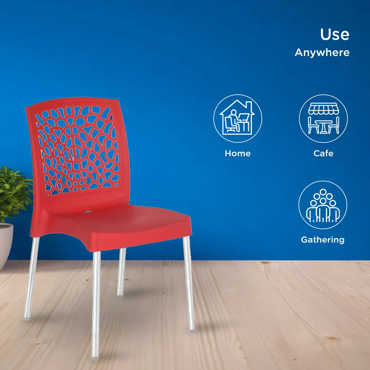 Nilkamal Novella 19 Plastic Armless Chair (Bright Red)