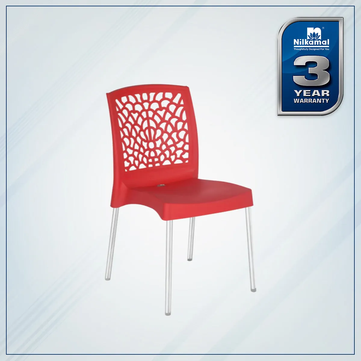 Nilkamal Novella 19 Plastic Armless Chair (Bright Red)