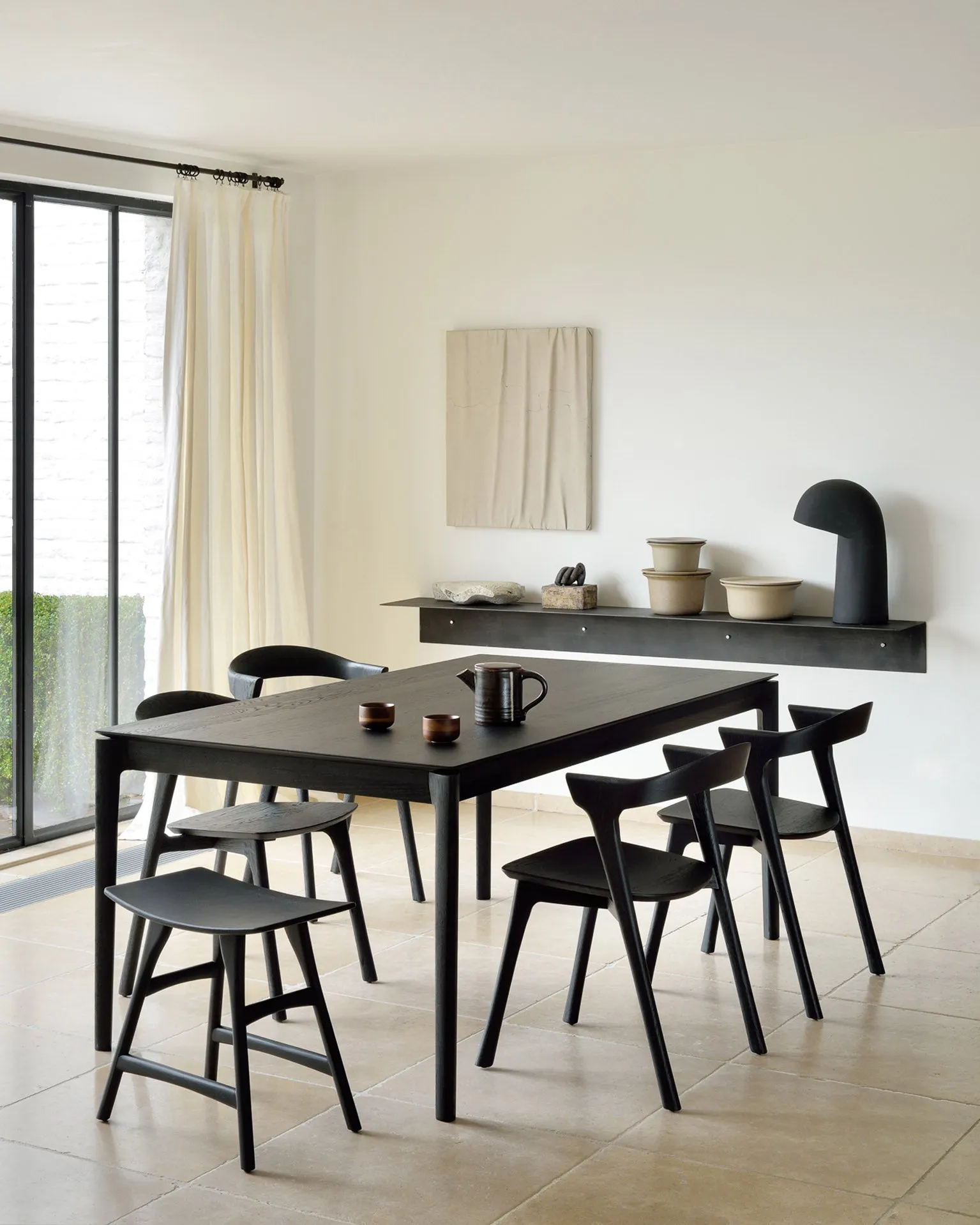 Oak Osso Black Dining Stool - Varnished