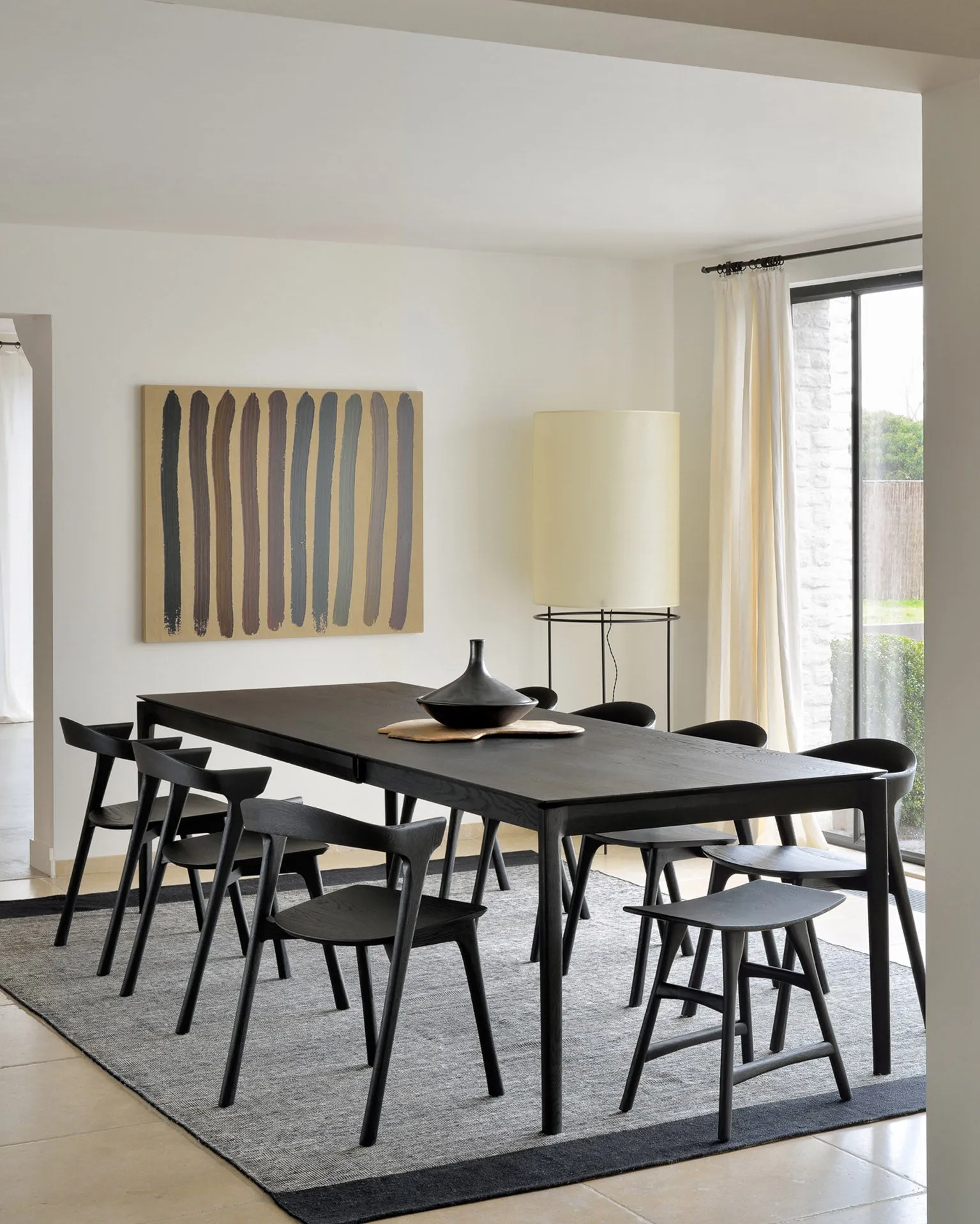 Oak Osso Black Dining Stool - Varnished