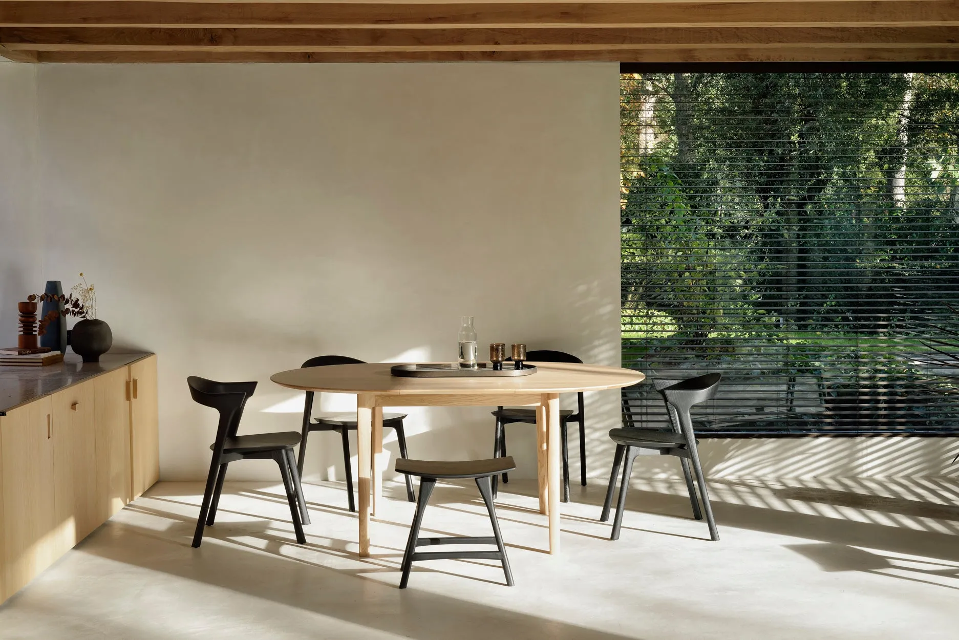 Oak Osso Black Dining Stool - Varnished