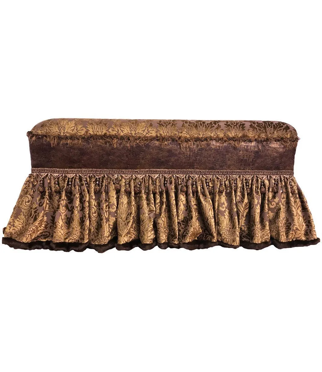 Old World Style Upholstered Bench Bronze and Gold
