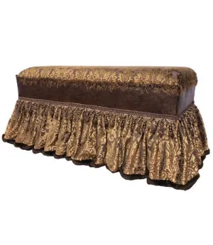 Old World Style Upholstered Bench Bronze and Gold