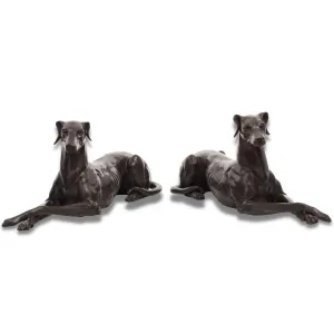 Pair of Bronze Greyhound Statues