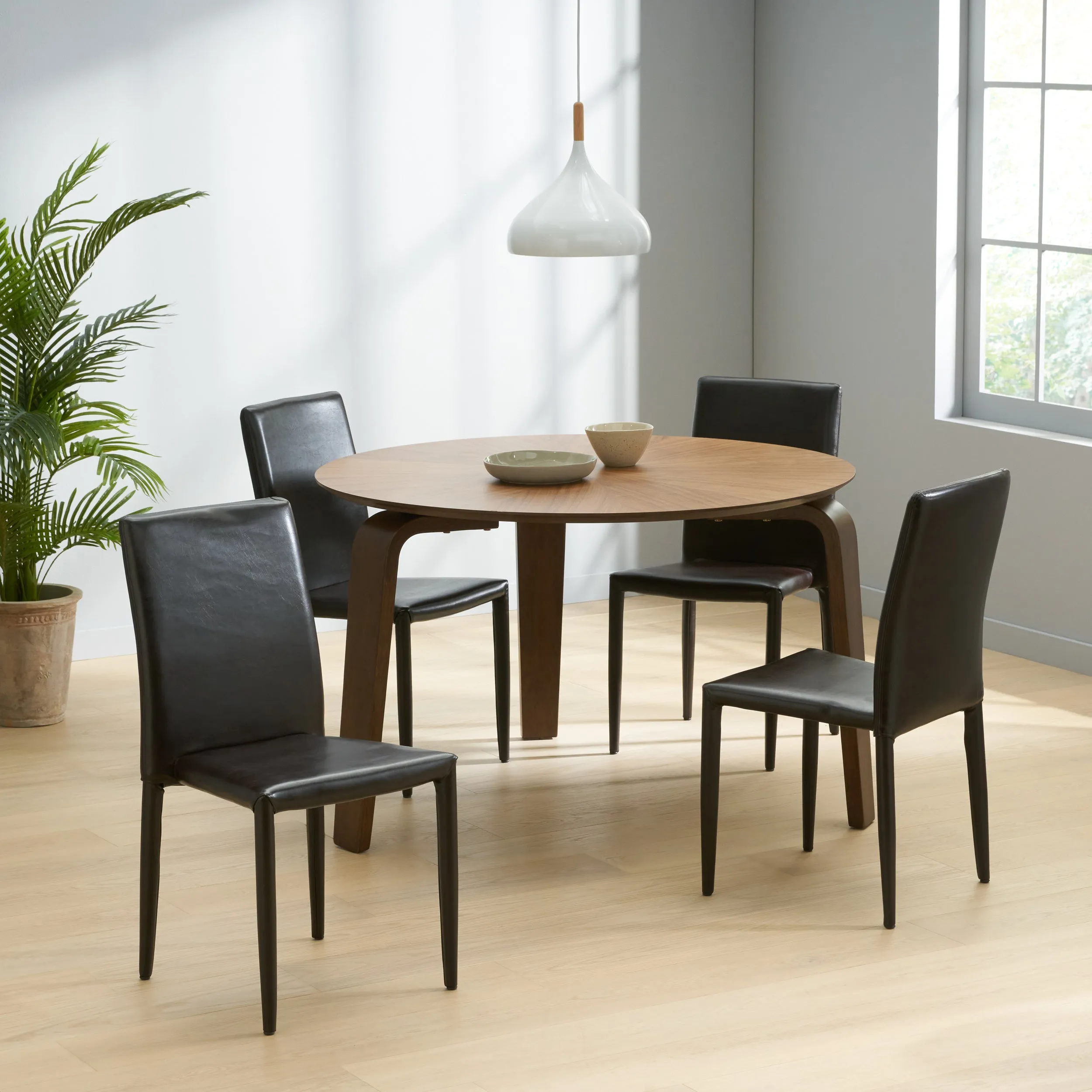 Pasiara Contemporary Brown Stacking Chairs (Set of 4)