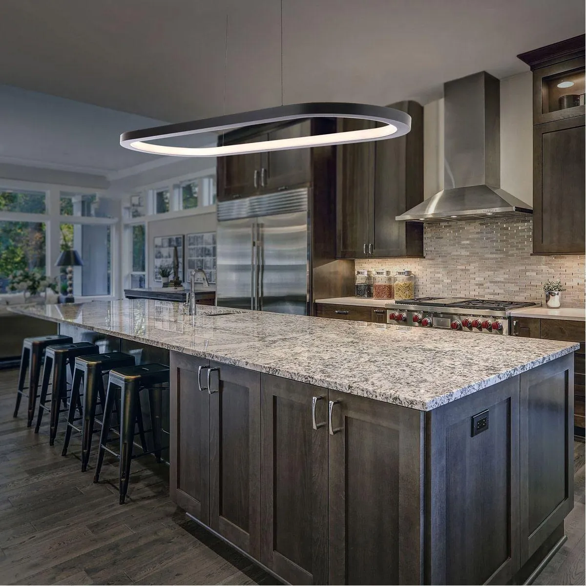 Racetrack 46 in. LED Pendant Light 3500K Black Finish