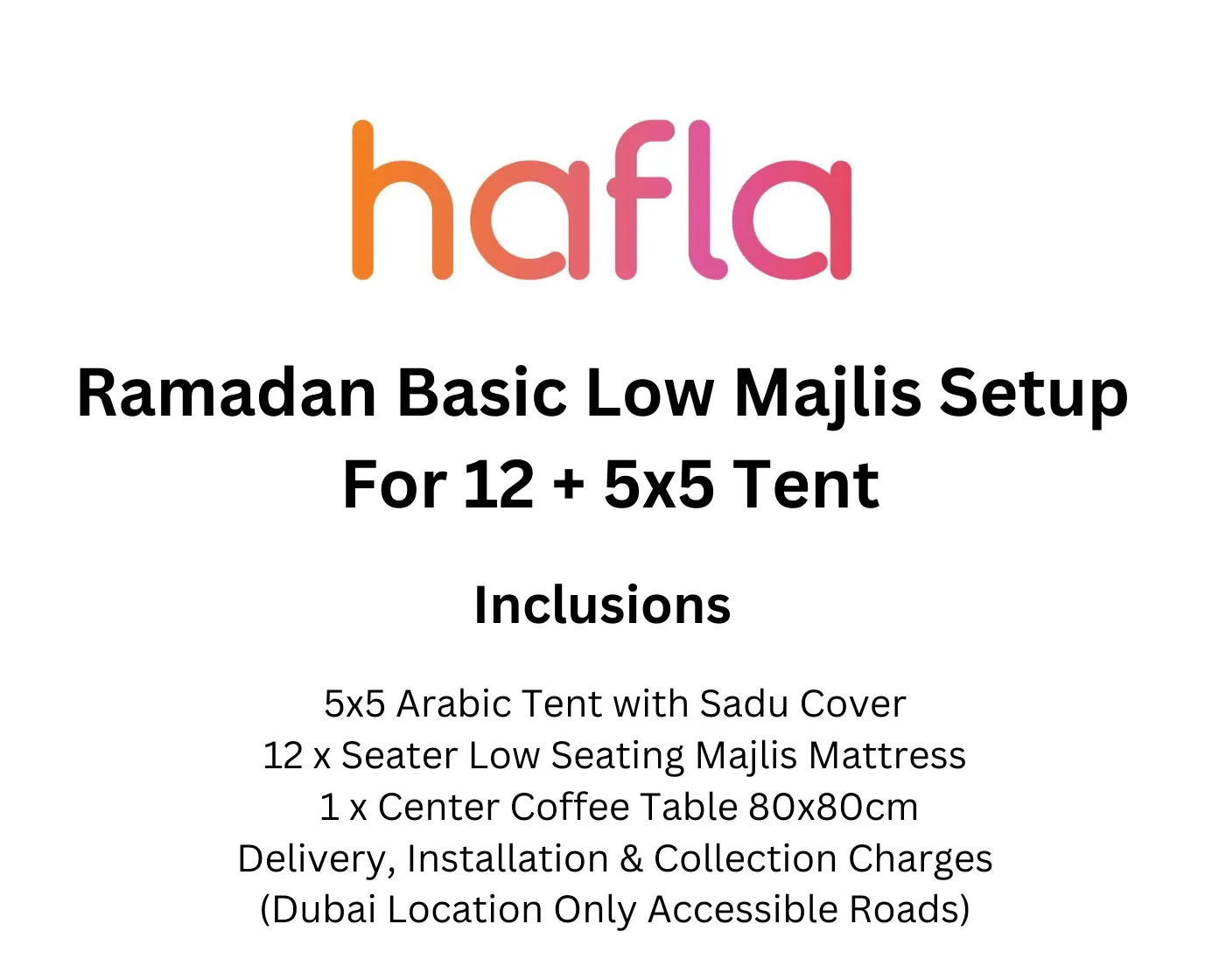Ramadan Basic Majlis Setup For 12   4x4 Tent
