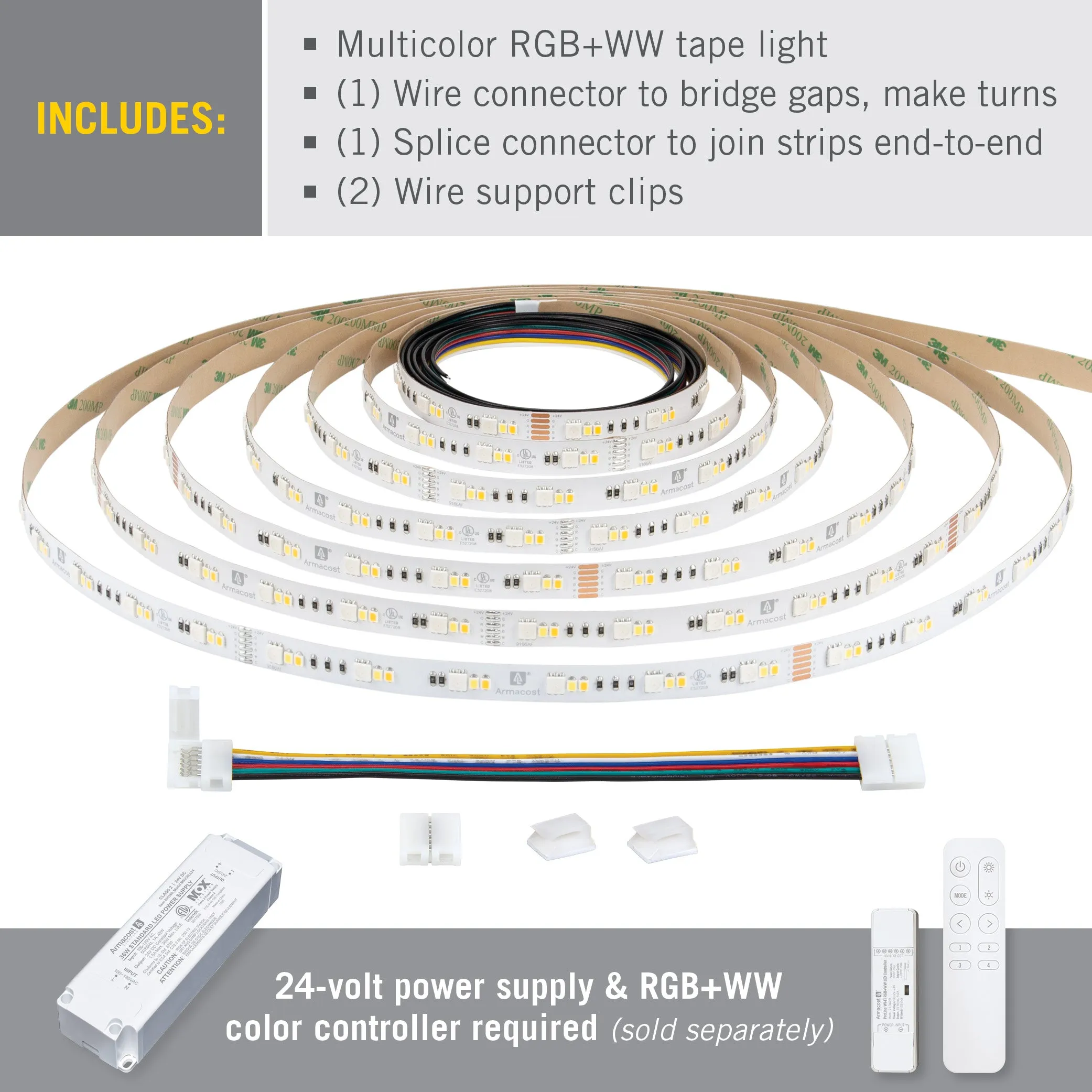 RibbonFlex Pro 24V RGB WW LED Strip Light Tape 36 36 36 LED/m