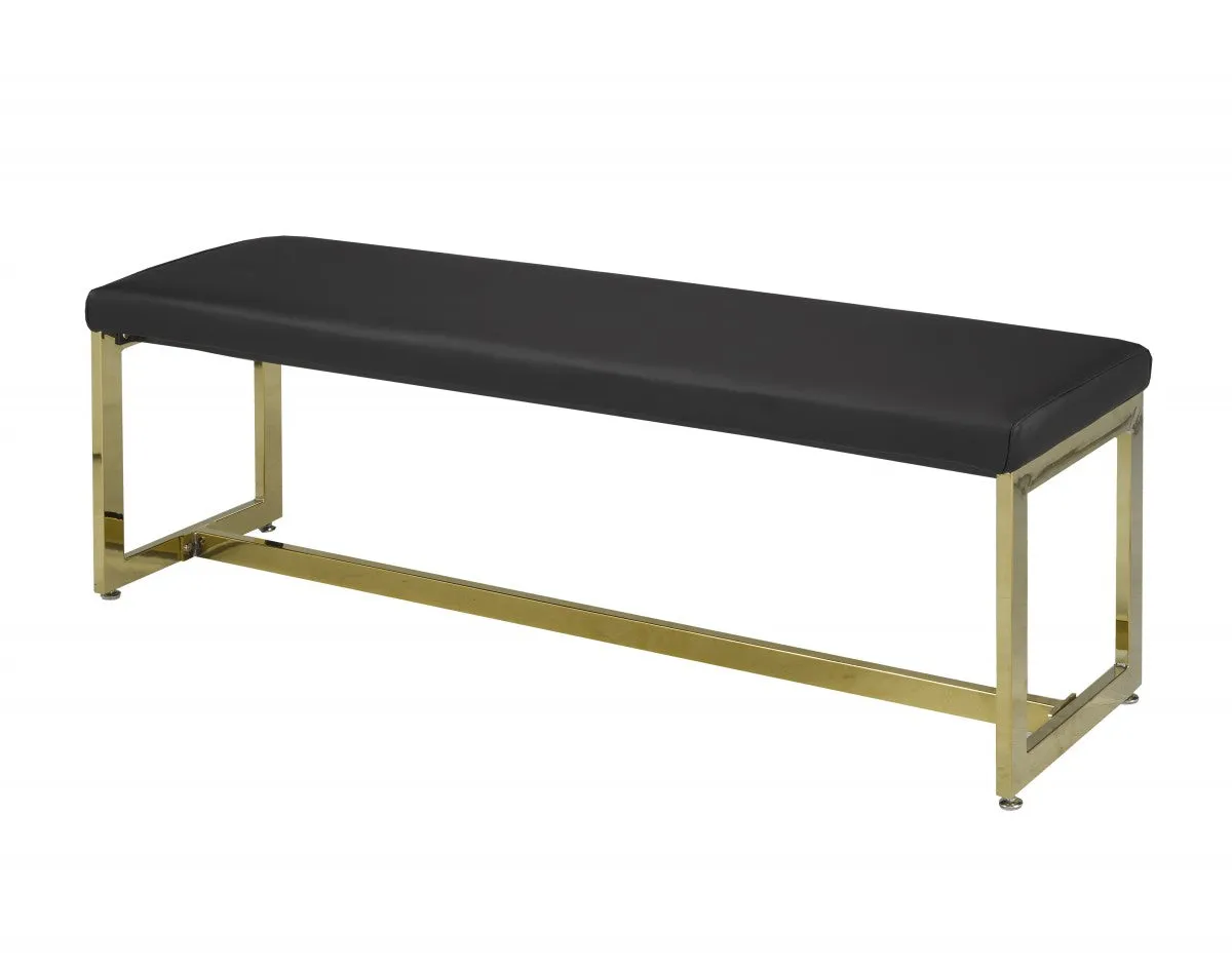 Rich Fabric Black & Gold Bench- Model #1076B