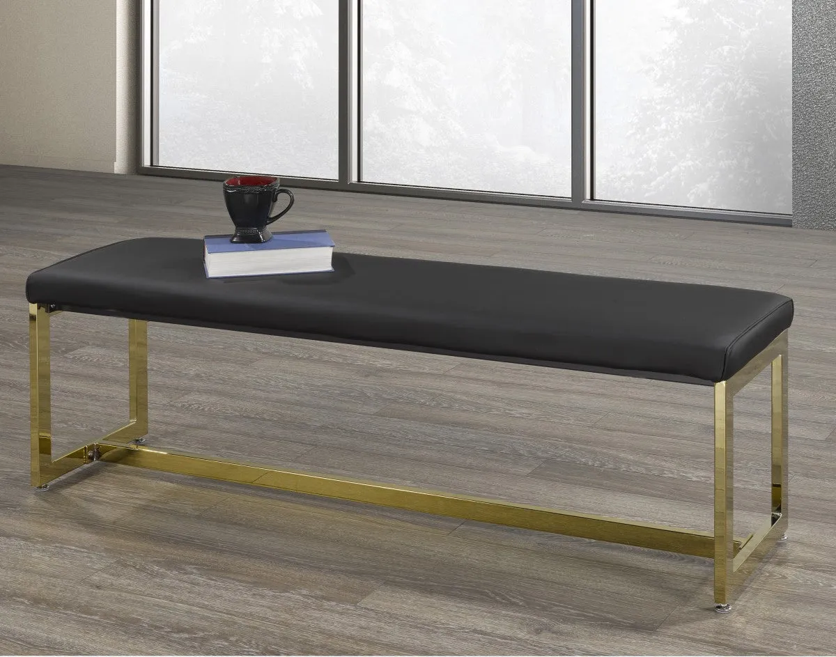 Rich Fabric Black & Gold Bench- Model #1076B