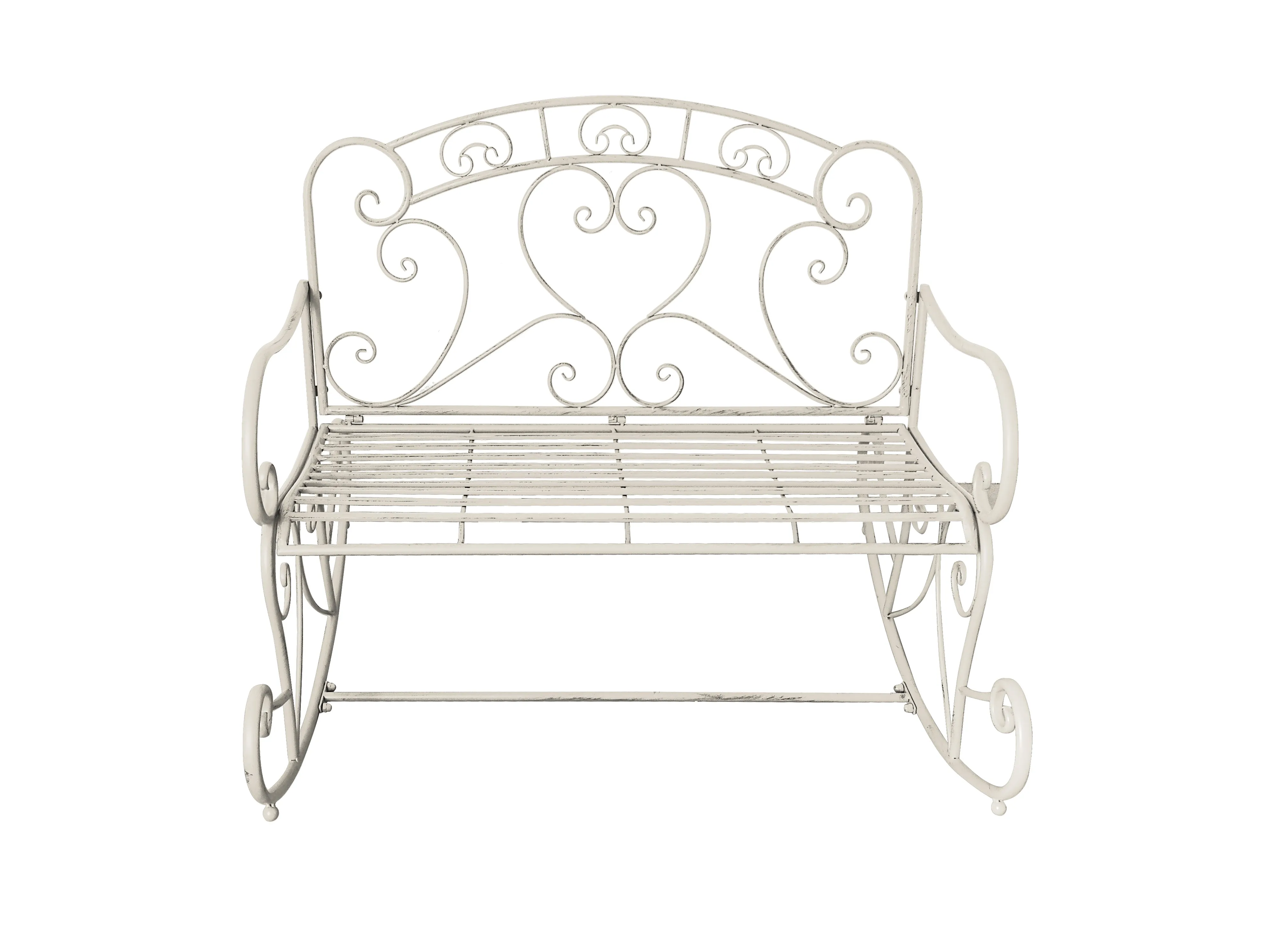 Salvora Metal Rocking Garden Bench, Antique White-GF10W-KD