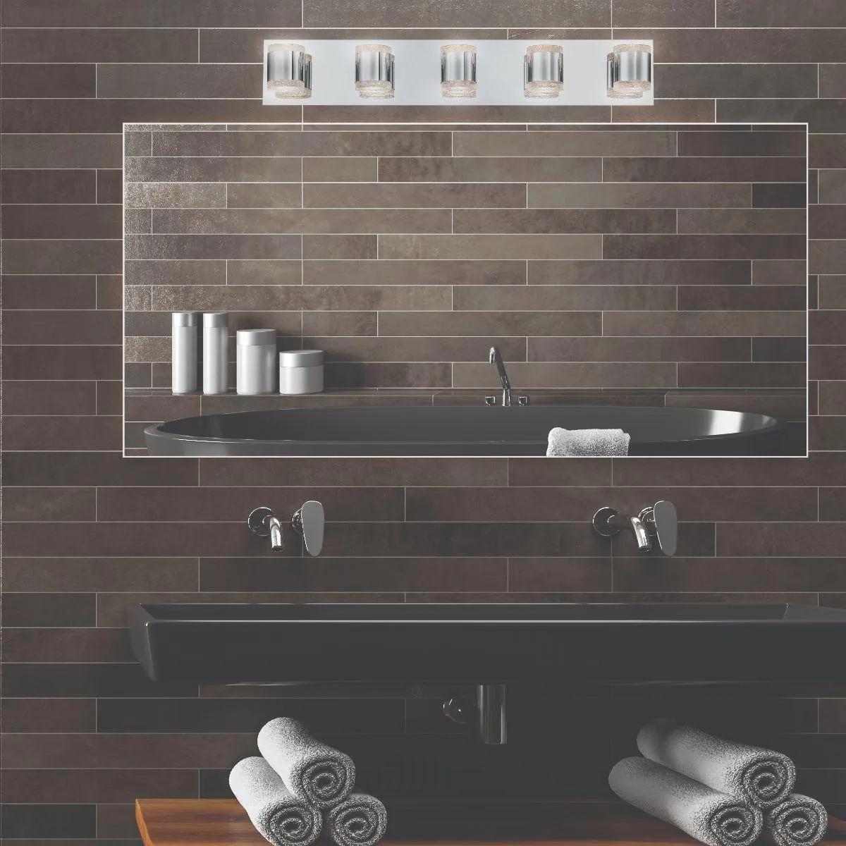 Seaton 30 in. 5 Lights LED Vanity Light Chrome Finish