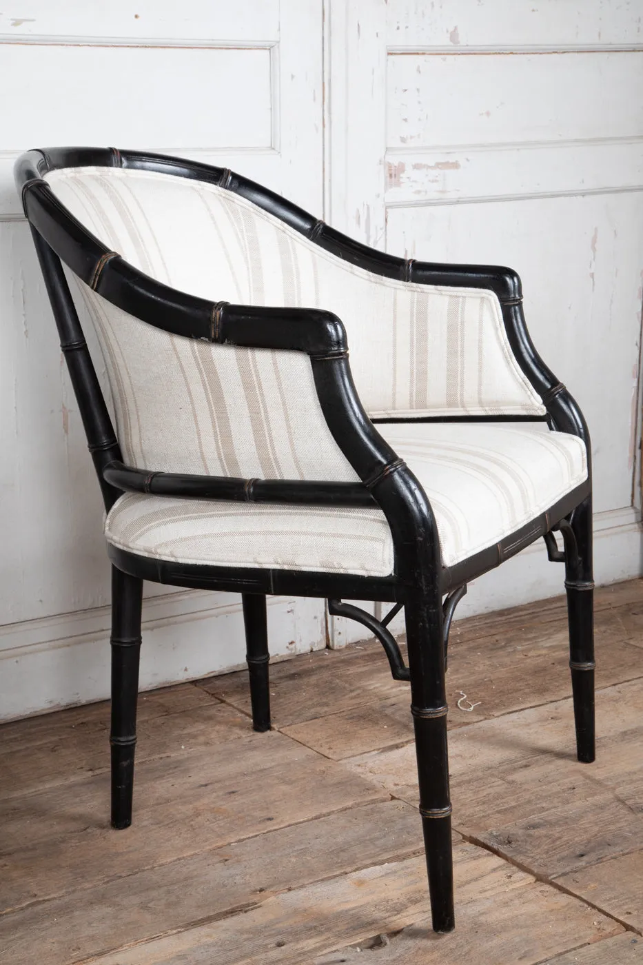 Set of 6 Black Faux Bamboo Arm Chairs