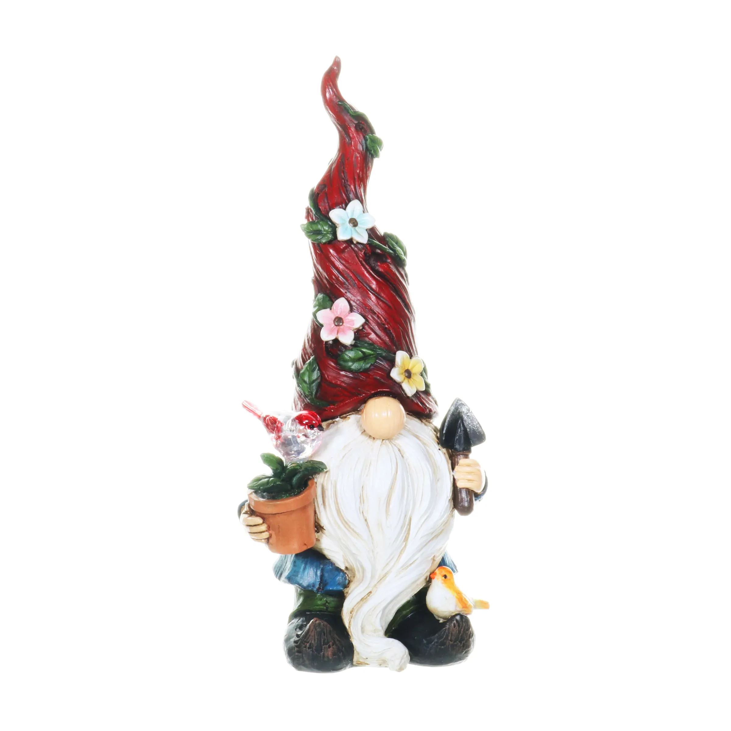 Solar 2 Piece Set Garden Gnome Statues with Welcome Sign, 6 by 12 Inches