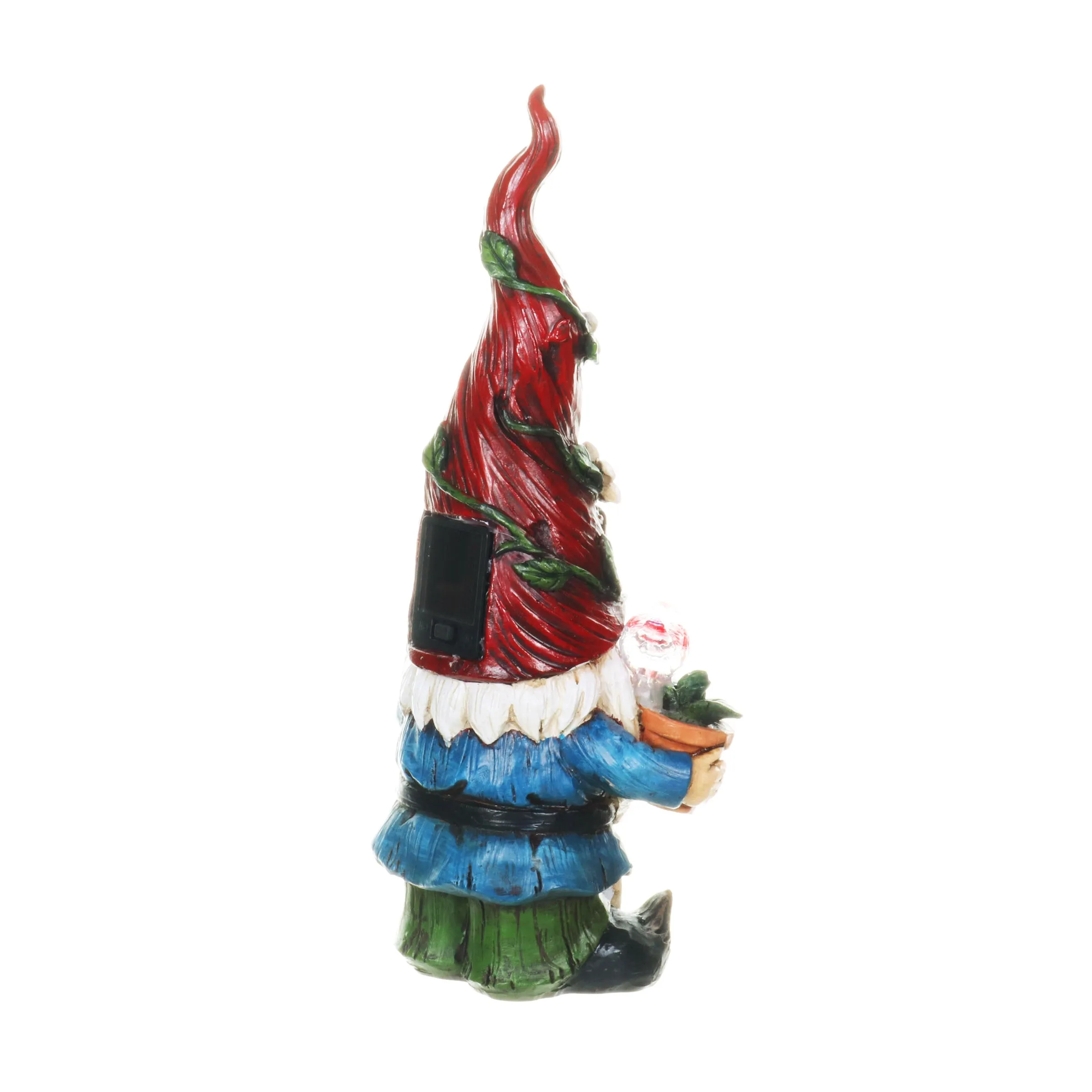 Solar 2 Piece Set Garden Gnome Statues with Welcome Sign, 6 by 12 Inches