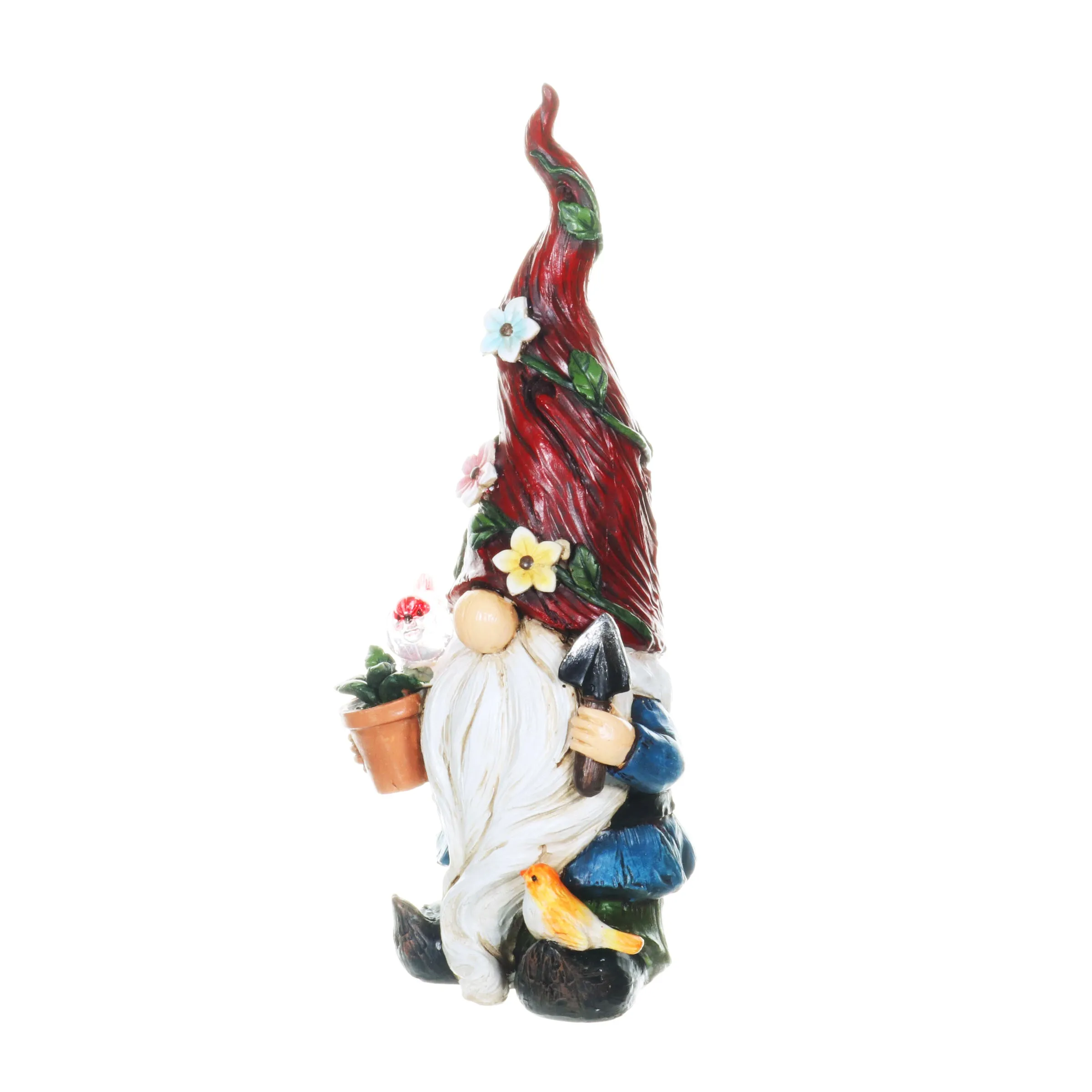 Solar 2 Piece Set Garden Gnome Statues with Welcome Sign, 6 by 12 Inches