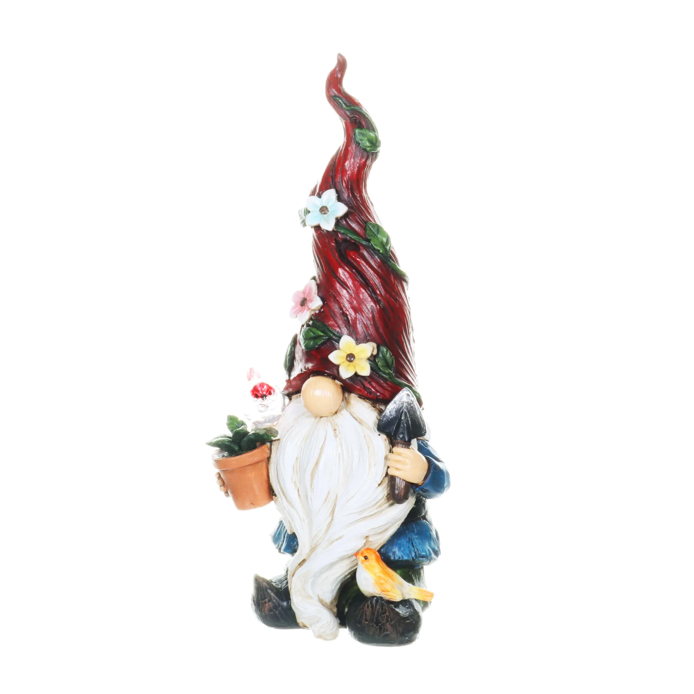 Solar 2 Piece Set Garden Gnome Statues with Welcome Sign, 6 by 12 Inches