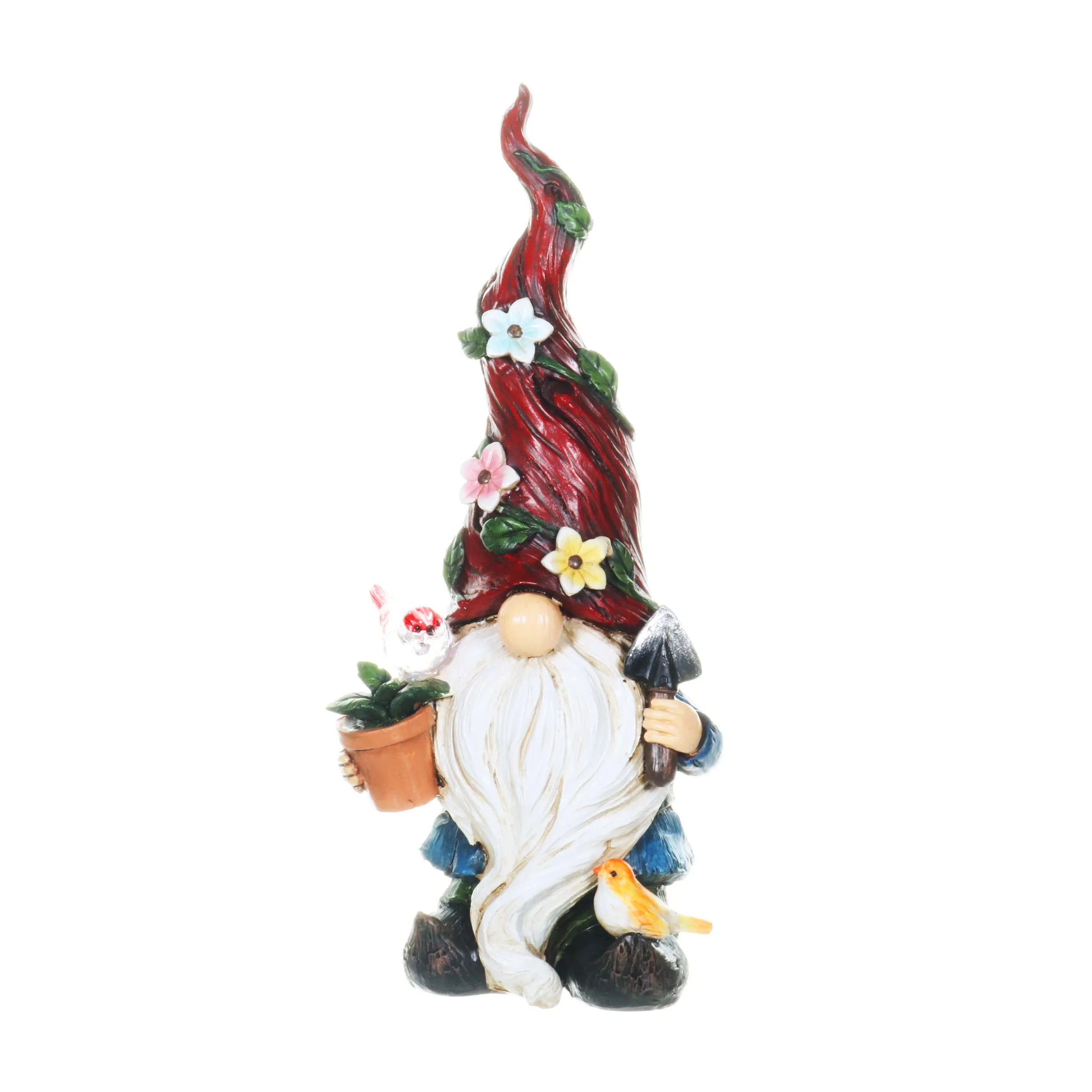 Solar 2 Piece Set Garden Gnome Statues with Welcome Sign, 6 by 12 Inches