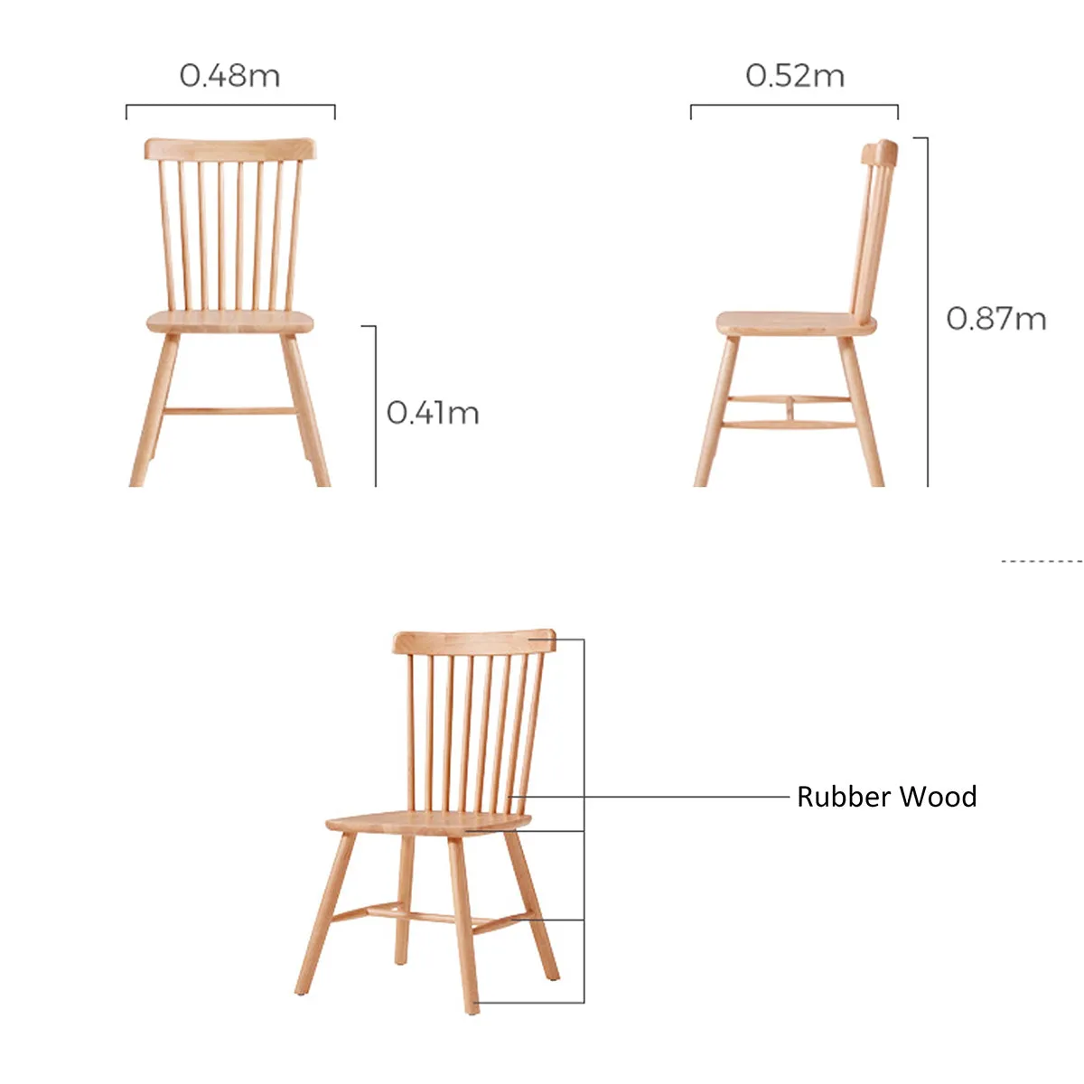 True Color Windsor Spindle Back Natural Dining Chairs (Set of 2)