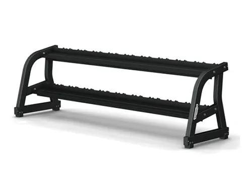 Used Technogym Pure Strength 2 tier 10 pair Dumbbell Rack with Saddles