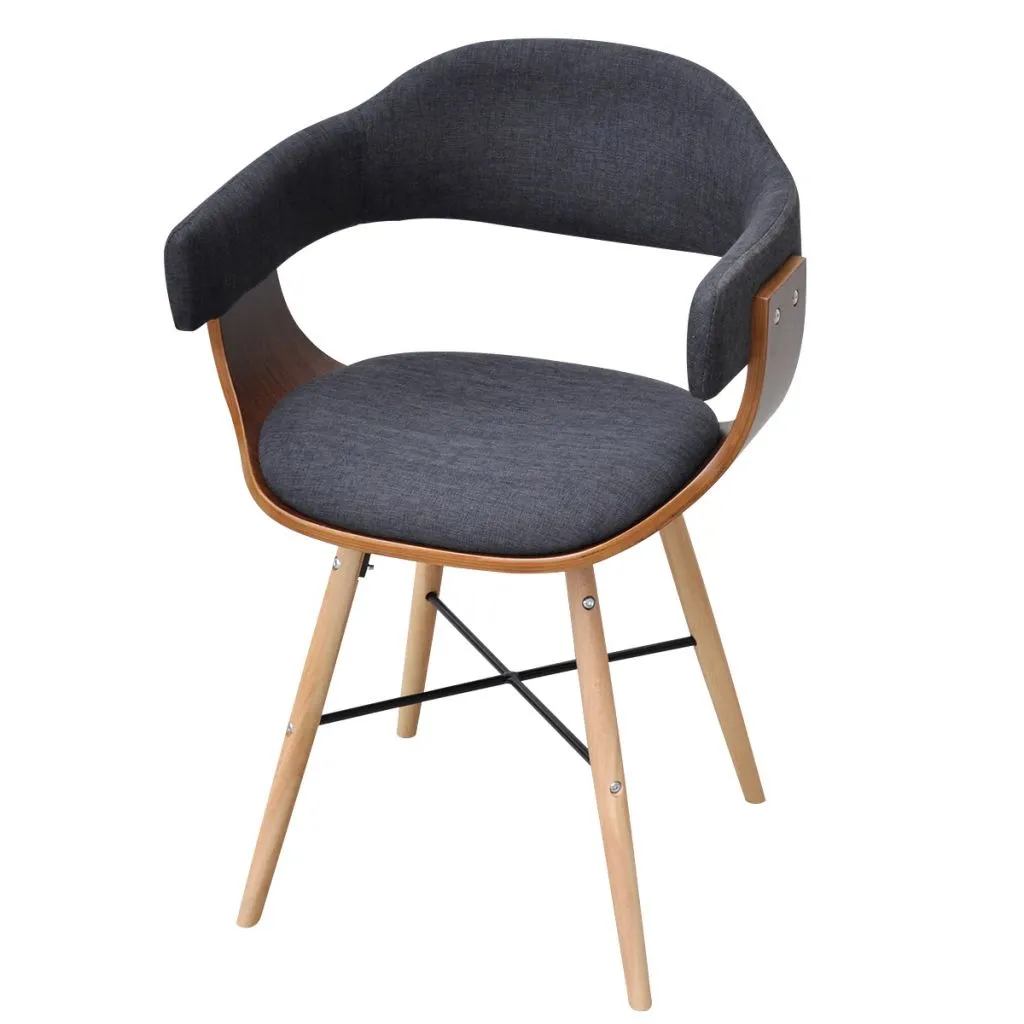 vidaXL Dining Chairs 2 pcs Dark Grey Bent Wood and Fabric