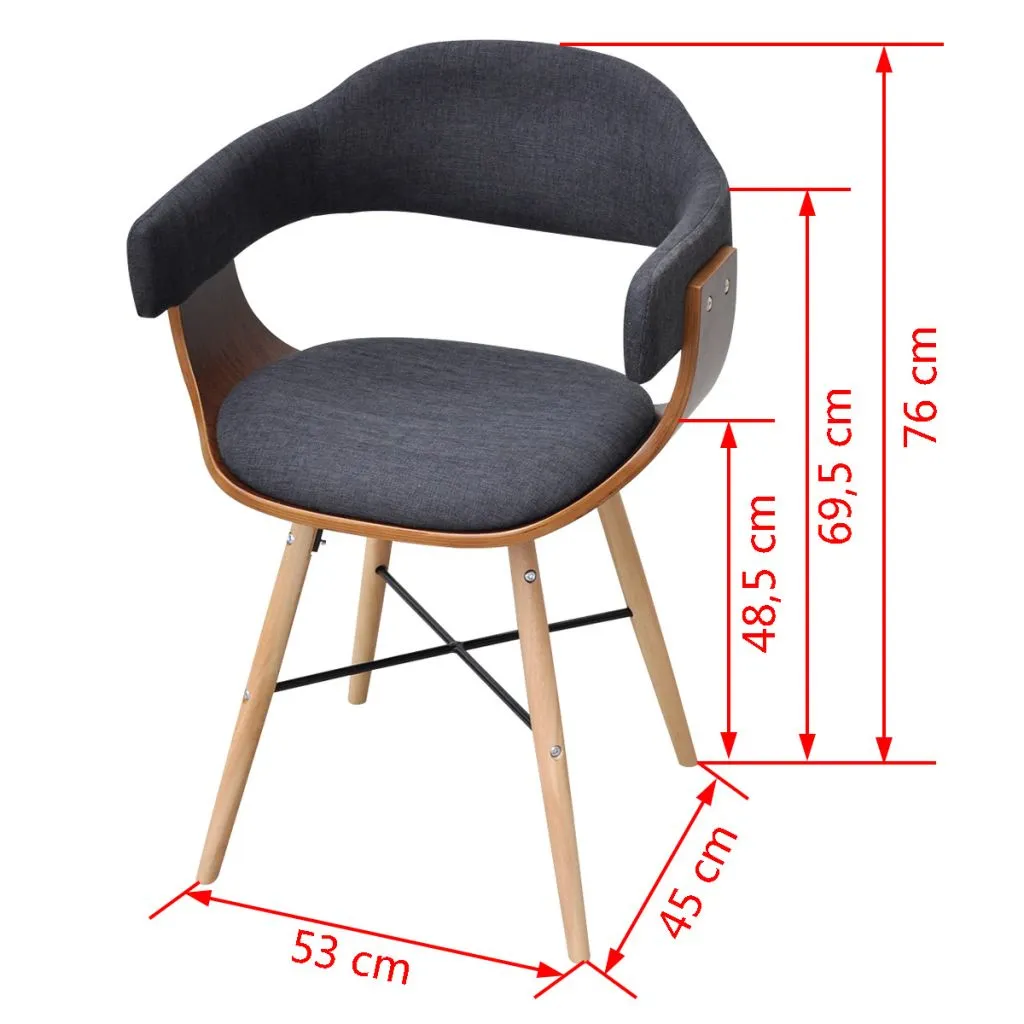 vidaXL Dining Chairs 2 pcs Dark Grey Bent Wood and Fabric