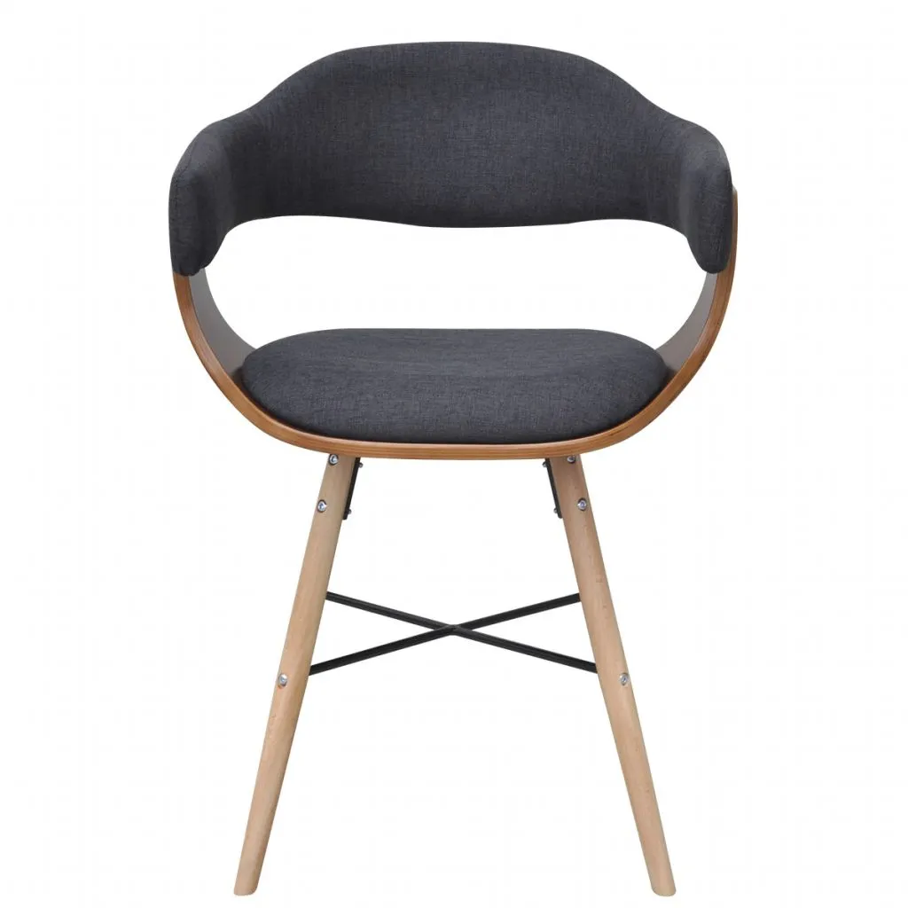 vidaXL Dining Chairs 2 pcs Dark Grey Bent Wood and Fabric