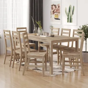 vidaXL Dining Chairs Set of 8 - Solid Acacia Wood, Modern Brown Finish - Elegant & Durable Seating for Your Dining Room