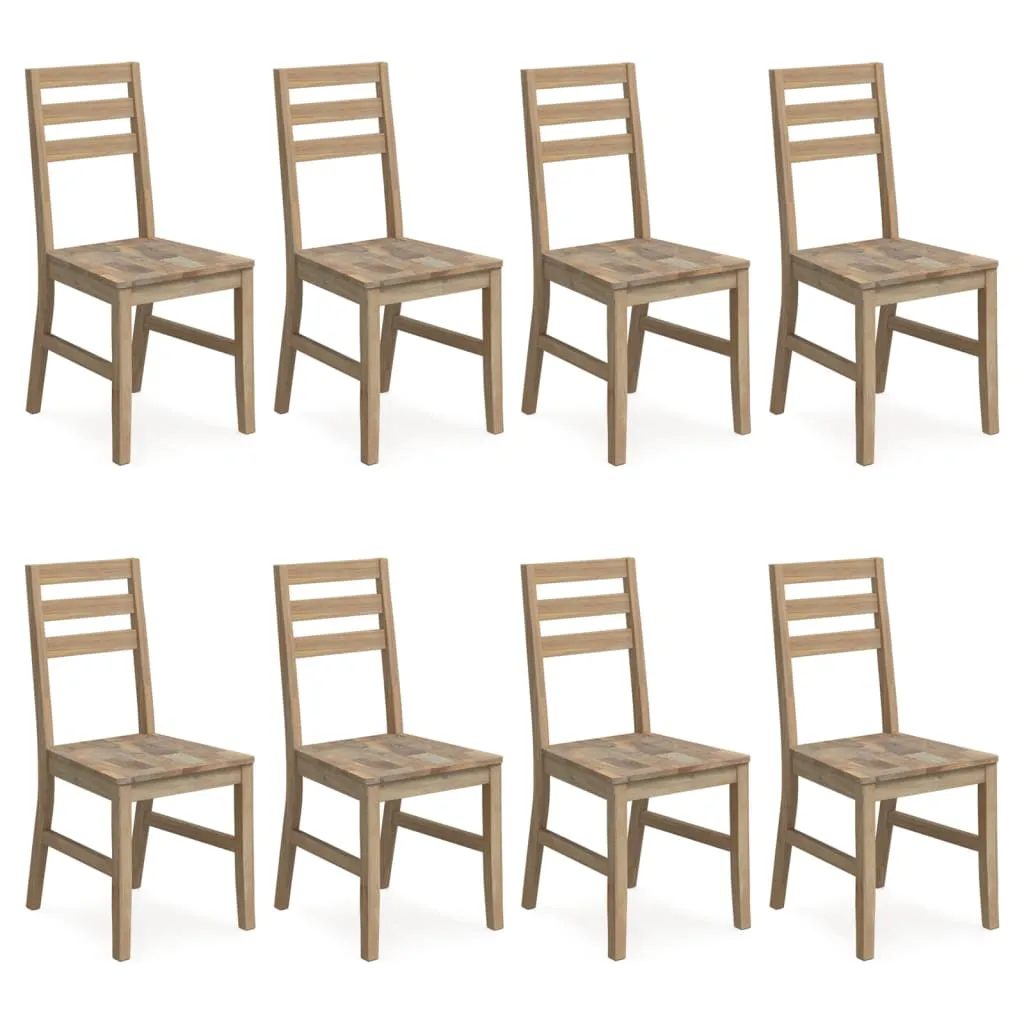 vidaXL Dining Chairs Set of 8 - Solid Acacia Wood, Modern Brown Finish - Elegant & Durable Seating for Your Dining Room