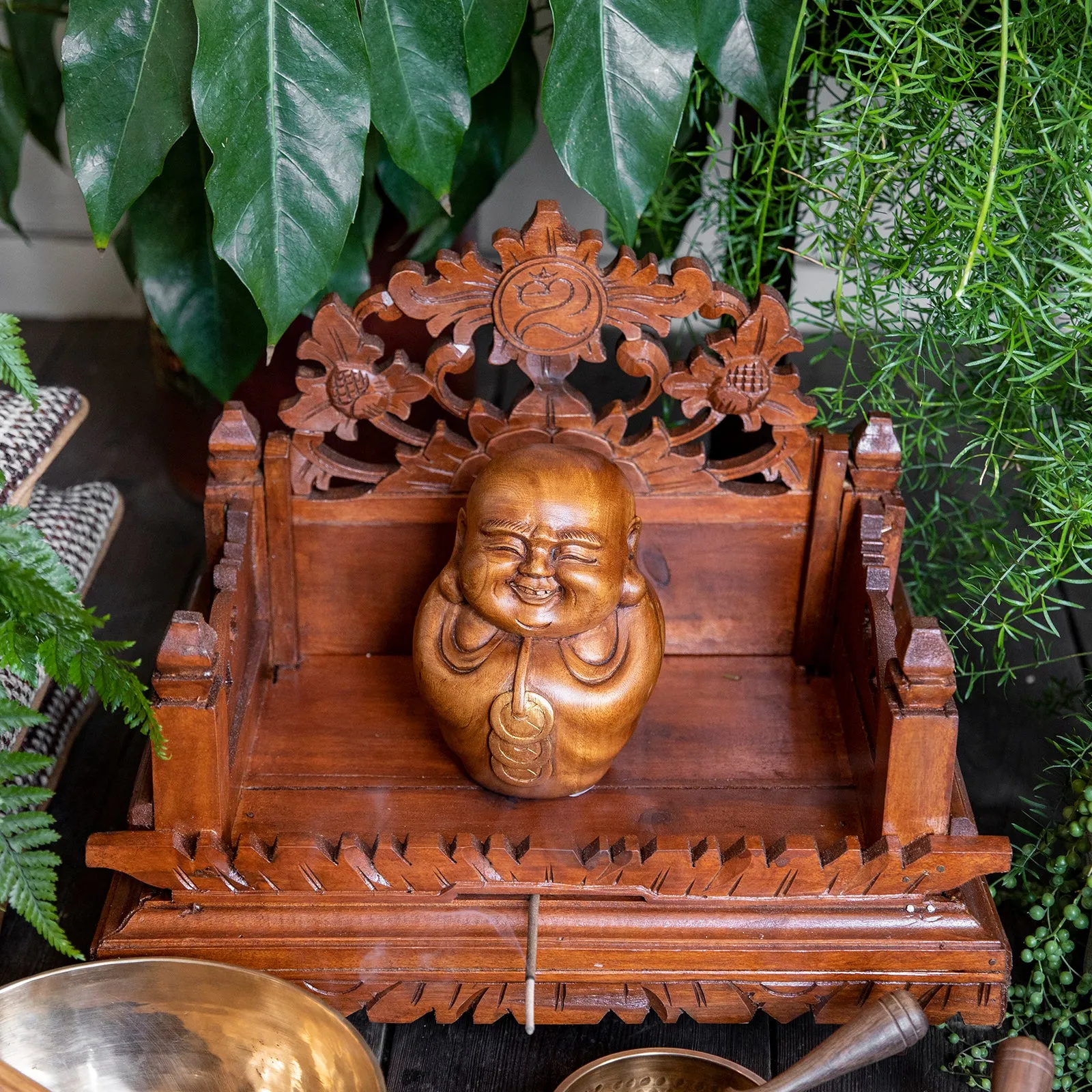 Wooden Laughing Buddha Statue 2