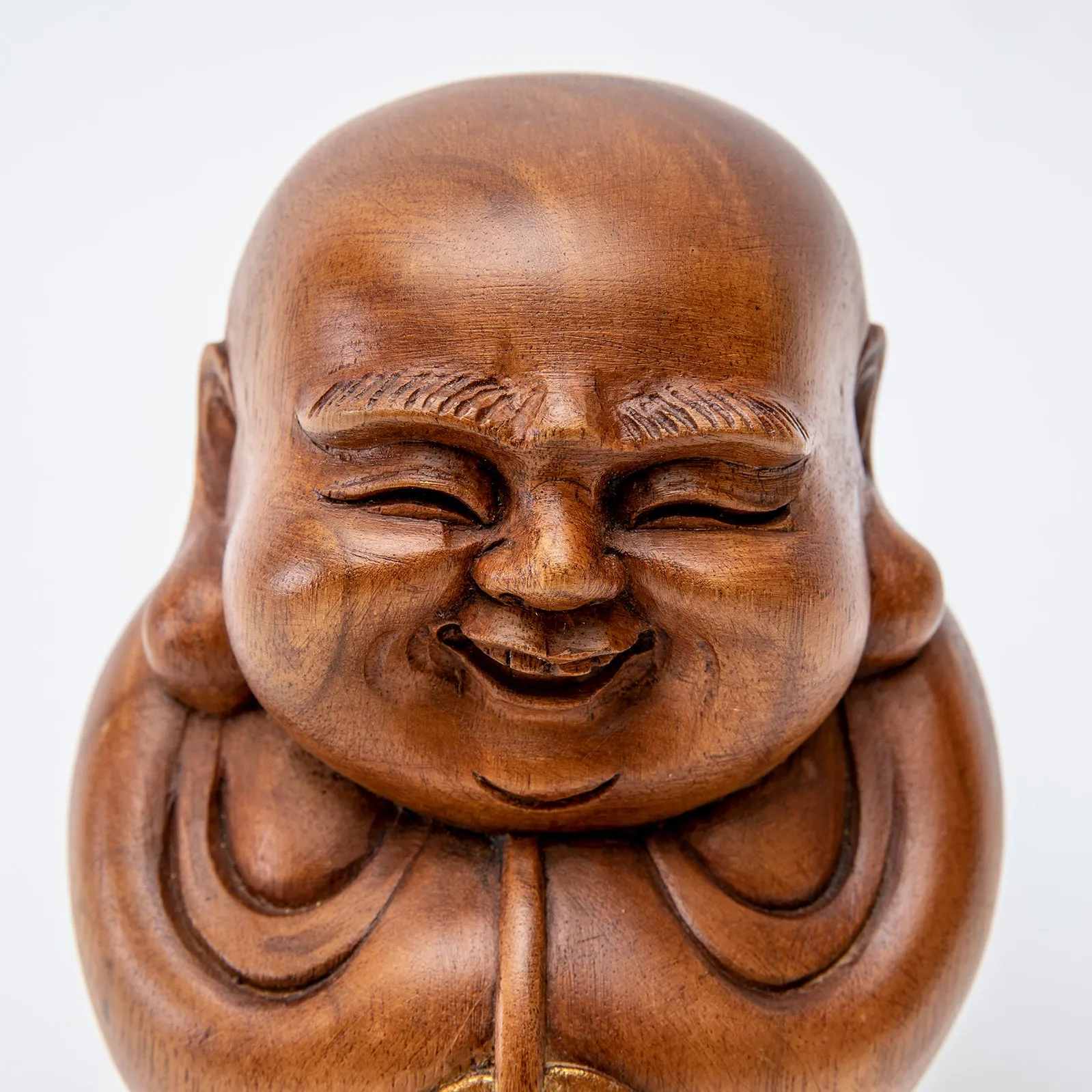 Wooden Laughing Buddha Statue 2